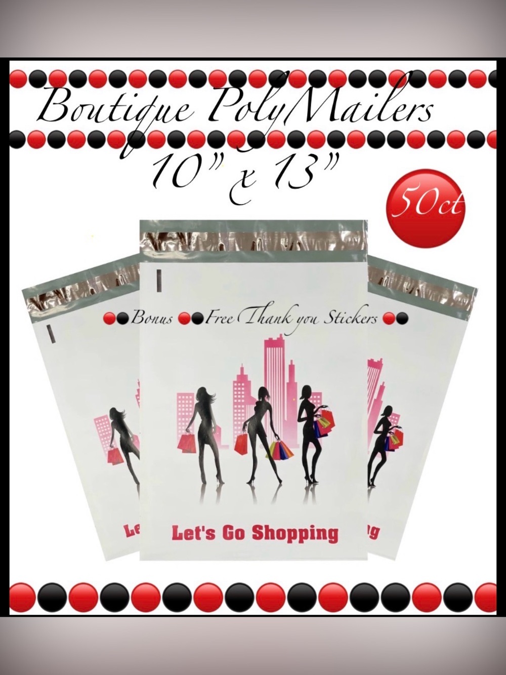 10”x 13”~ PolyMailers 50ct w/BONUS! “Free”~ Thank You Stickers 50ct ⚫️🆕⚫️
